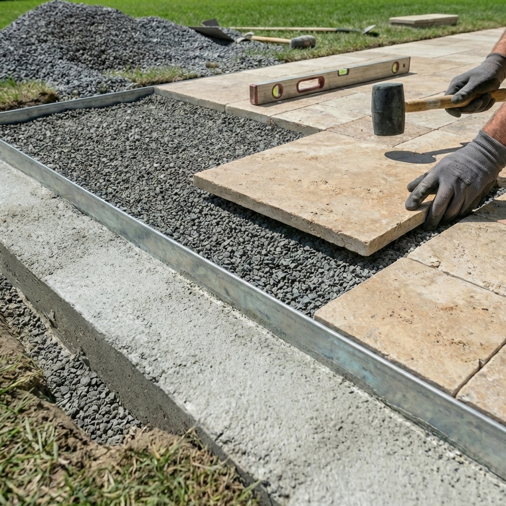 jak položit do štěrku travertin